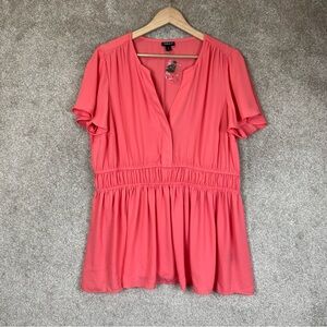 Torrid Blouse Womens 0 Pink Short Sleeve Polyester Button Top Pullover- 3476*